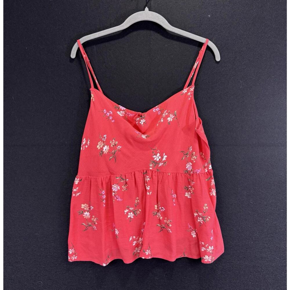 American Eagle Women's Pink Floral Babydoll Y2K Cropped Sleeveless Top Medium